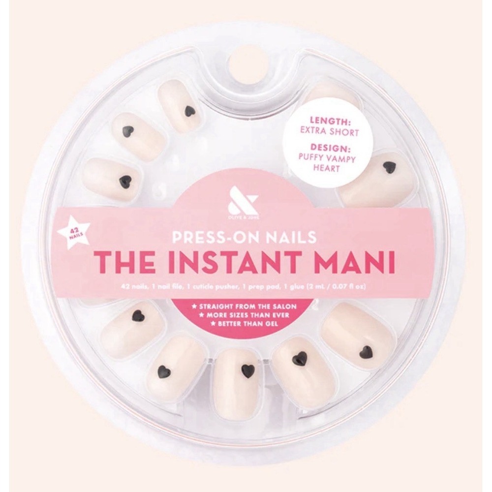 Olive and June Nails The Instant Mani Extra Short Vampy Heart Press-On 42ct Glue